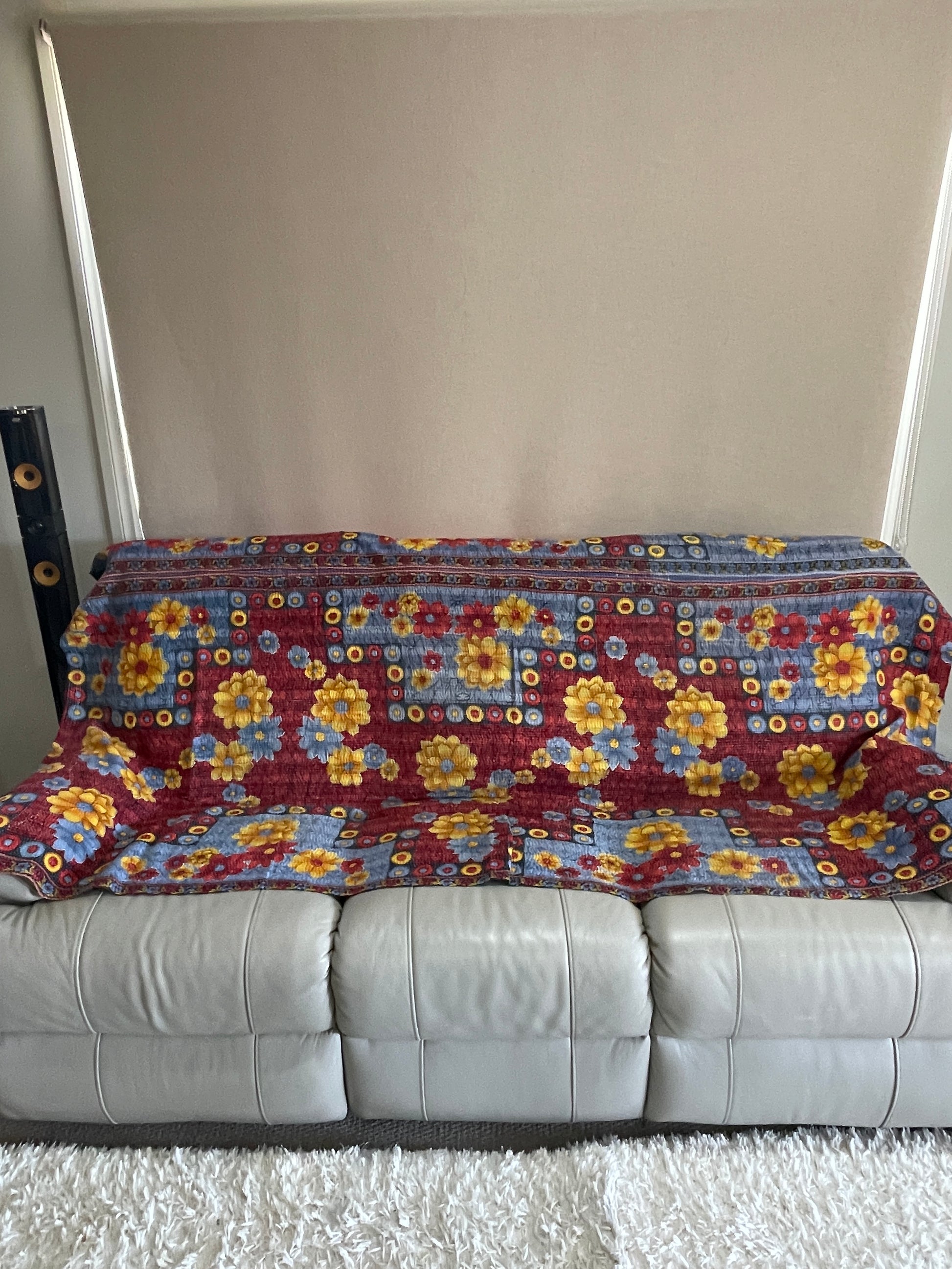 Hand Made Cotton Reversible Vintage Kantha Quilt Throw Bedspread Kavita - Adore India