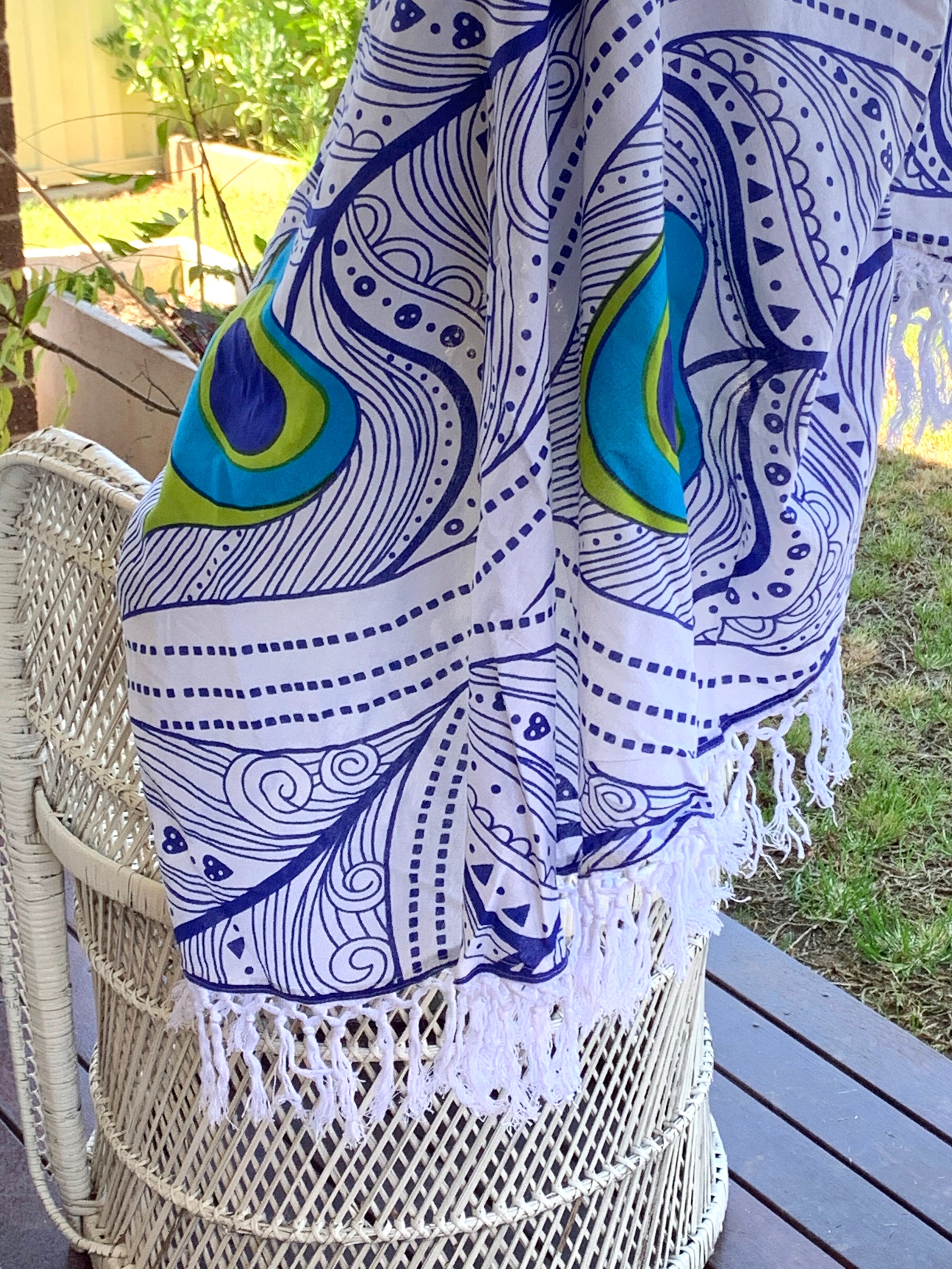 Peacock Mandala Beach Round Throw - Adore India