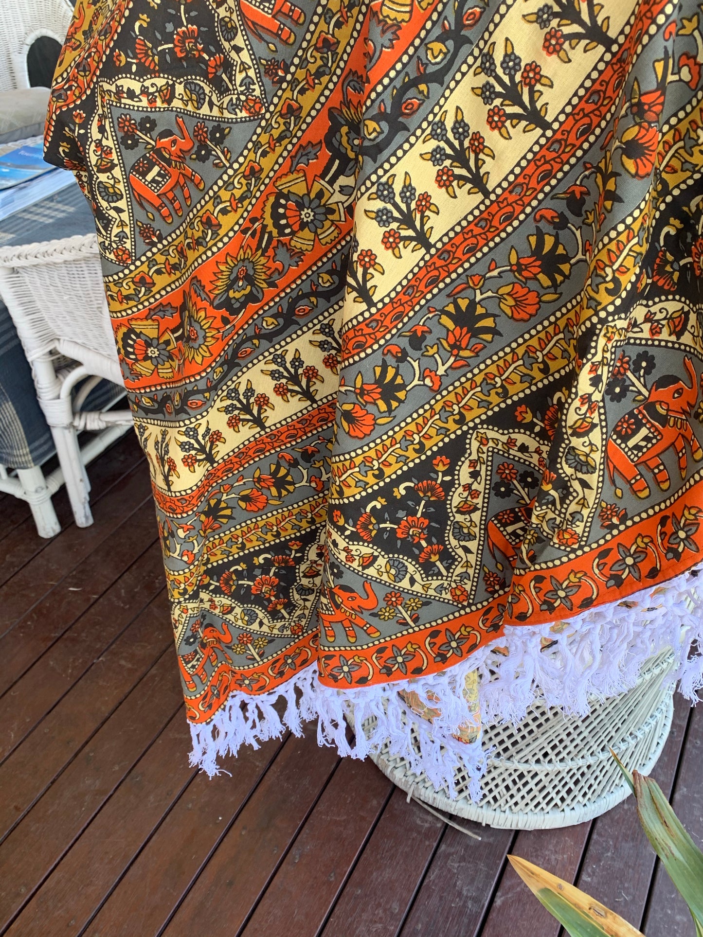 Good Luck Star Mandala Beach Round Throw - Adore India