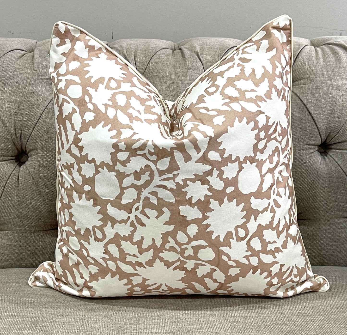 Vintage Brown White Floral 3 Pcs Cushion Lumbar Pillow Set