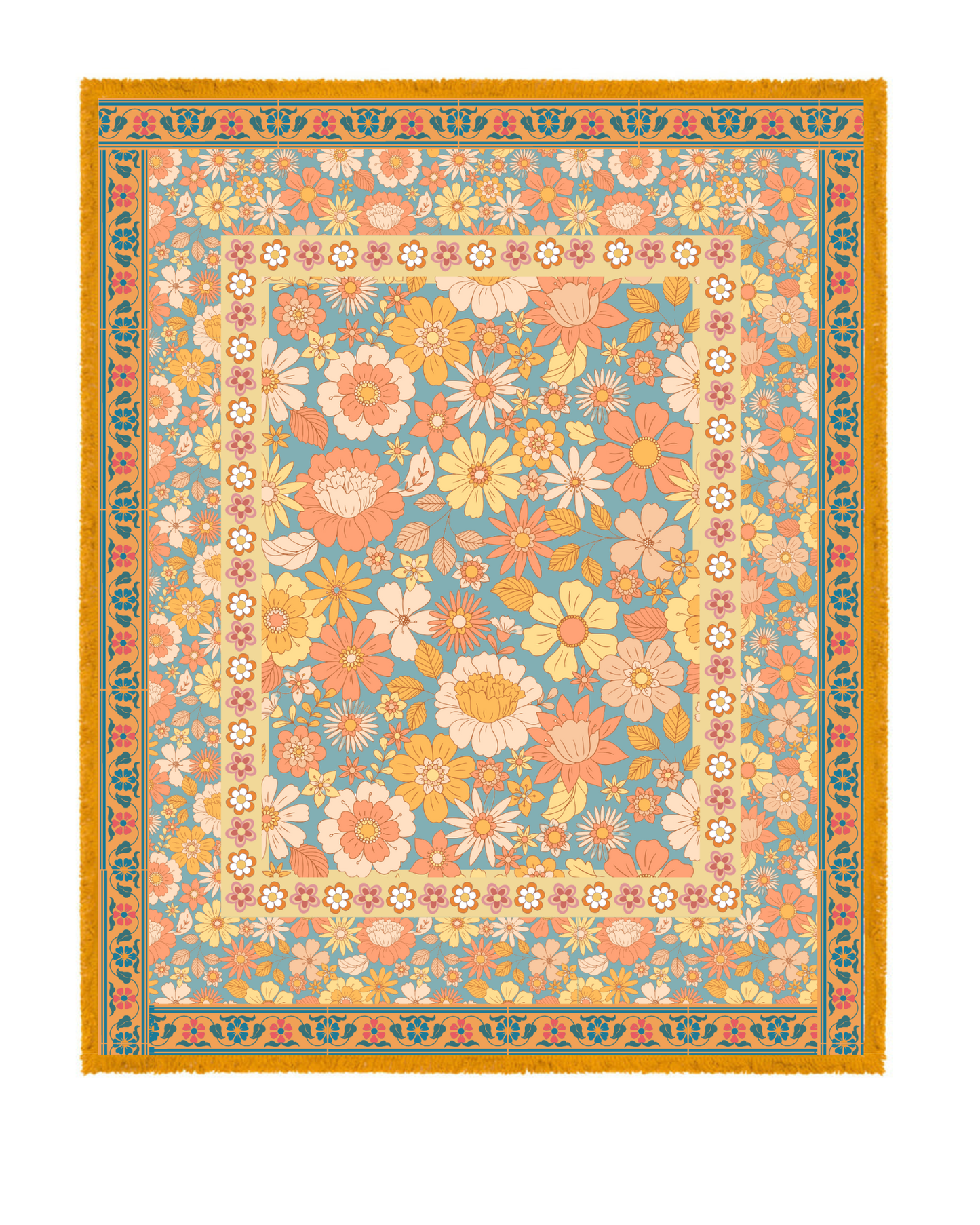 Oceanic Garden Floral Bohemian Picnic Rug Blanket Tapestry - Adore India   