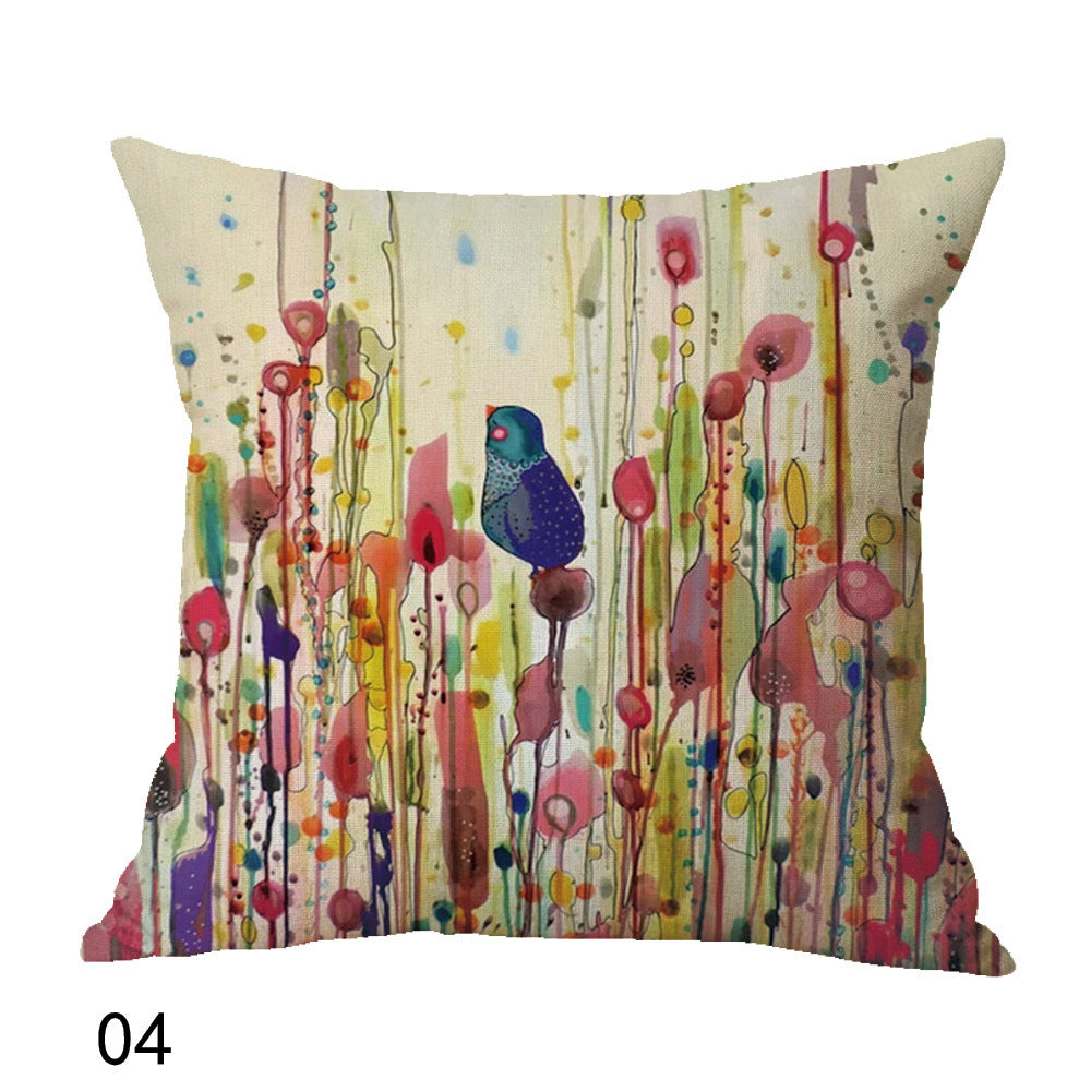 New Bohemian Oil painting Bird Cushion Cover