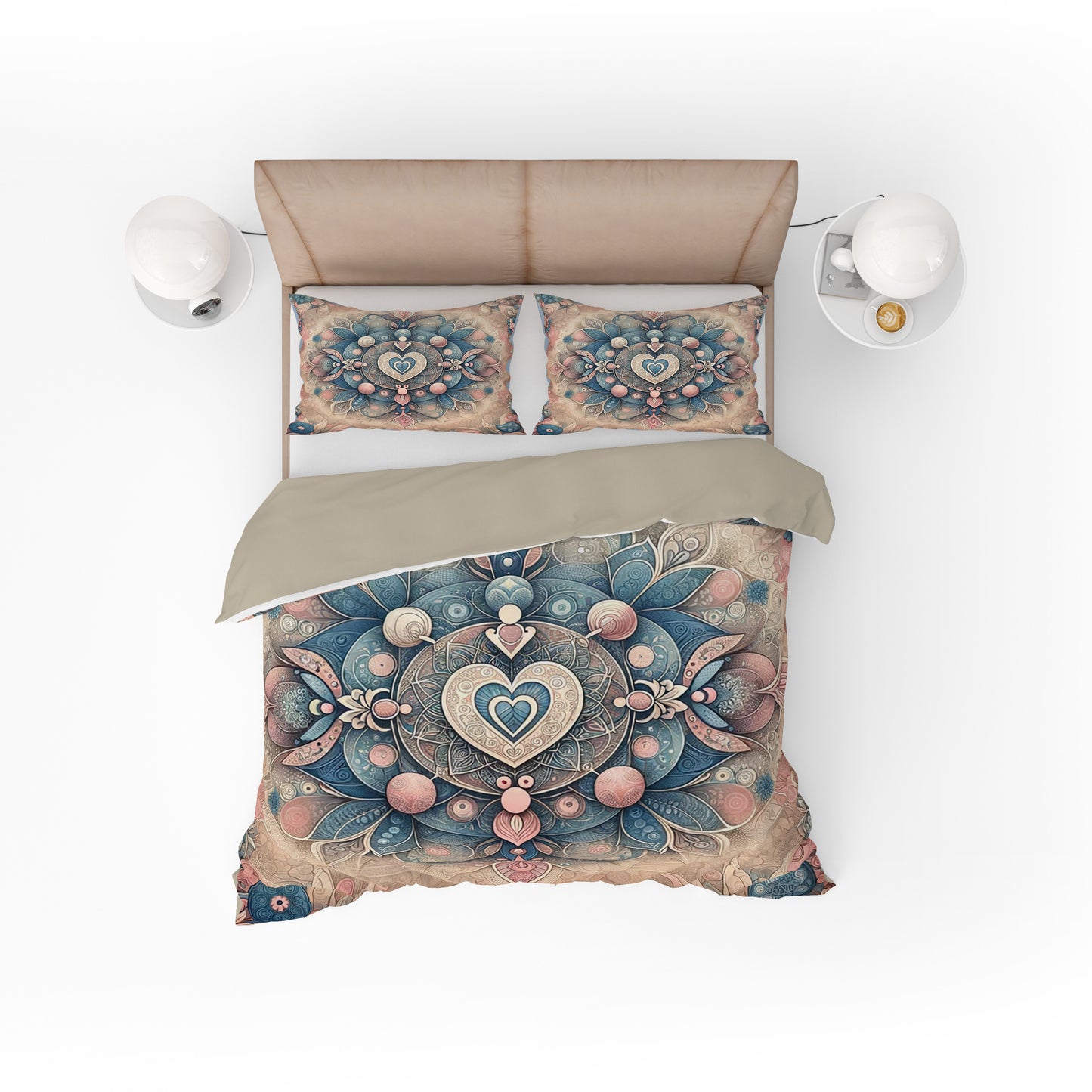 Beautiful Floral Vintage Heart Cotton Reversible Quilt Cover Set For Mothers - Adore India   