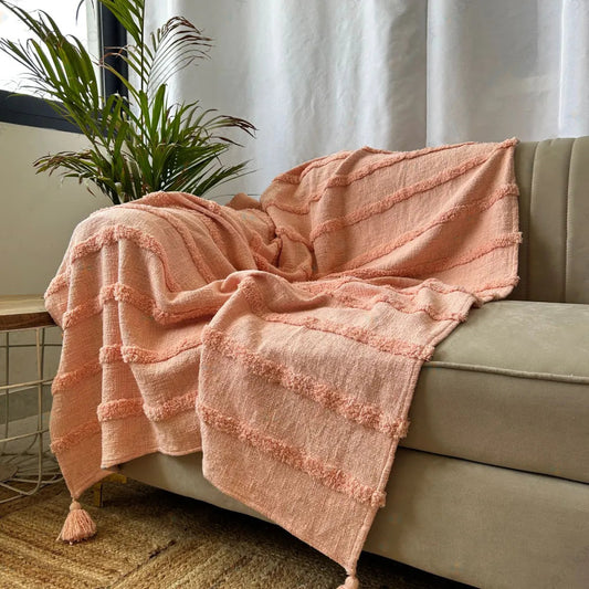 Bohemian Peachy Cotton Bedding Throw Blanket