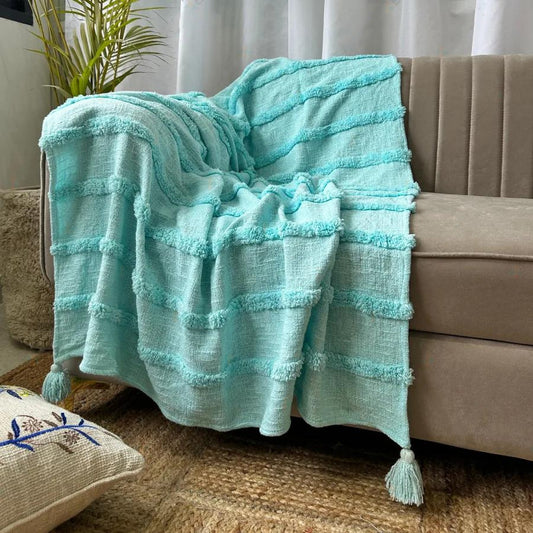 Bohemian Turquoise Cotton Bedding Throw Blanket