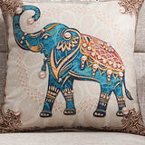 Bohemian Teal Elephant Printed Cushion Cover