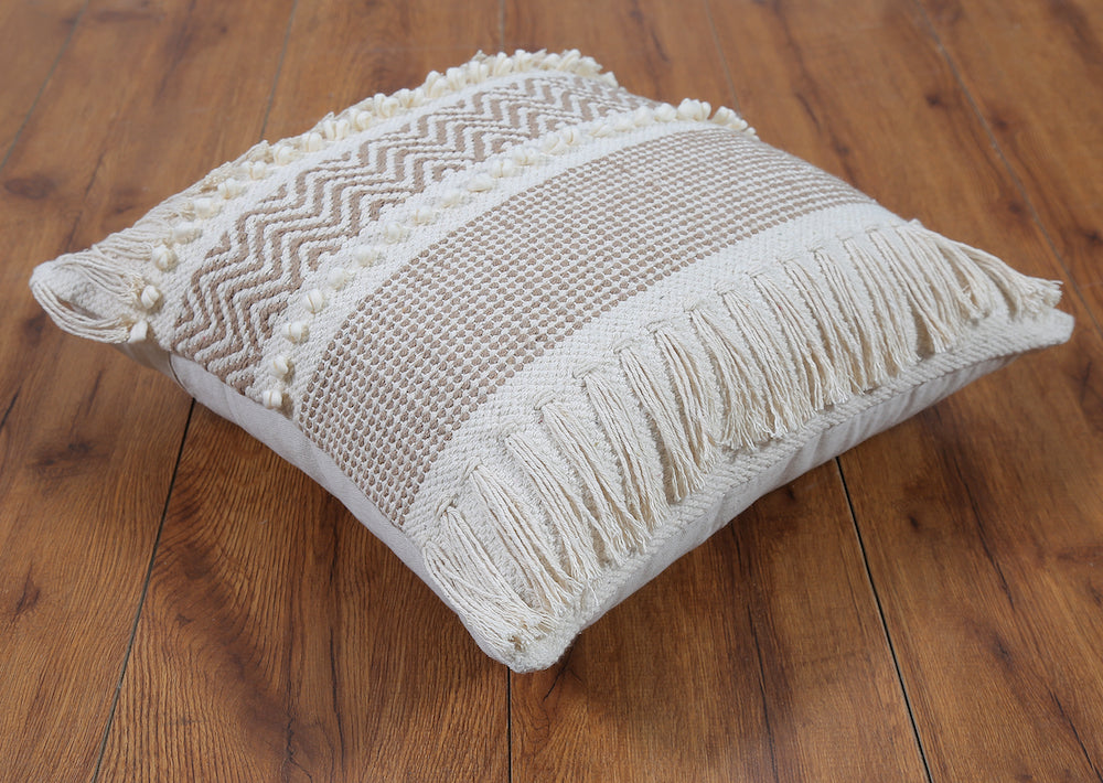 Boho Cushion Cover with Fringe and Chevron Stripes Celine