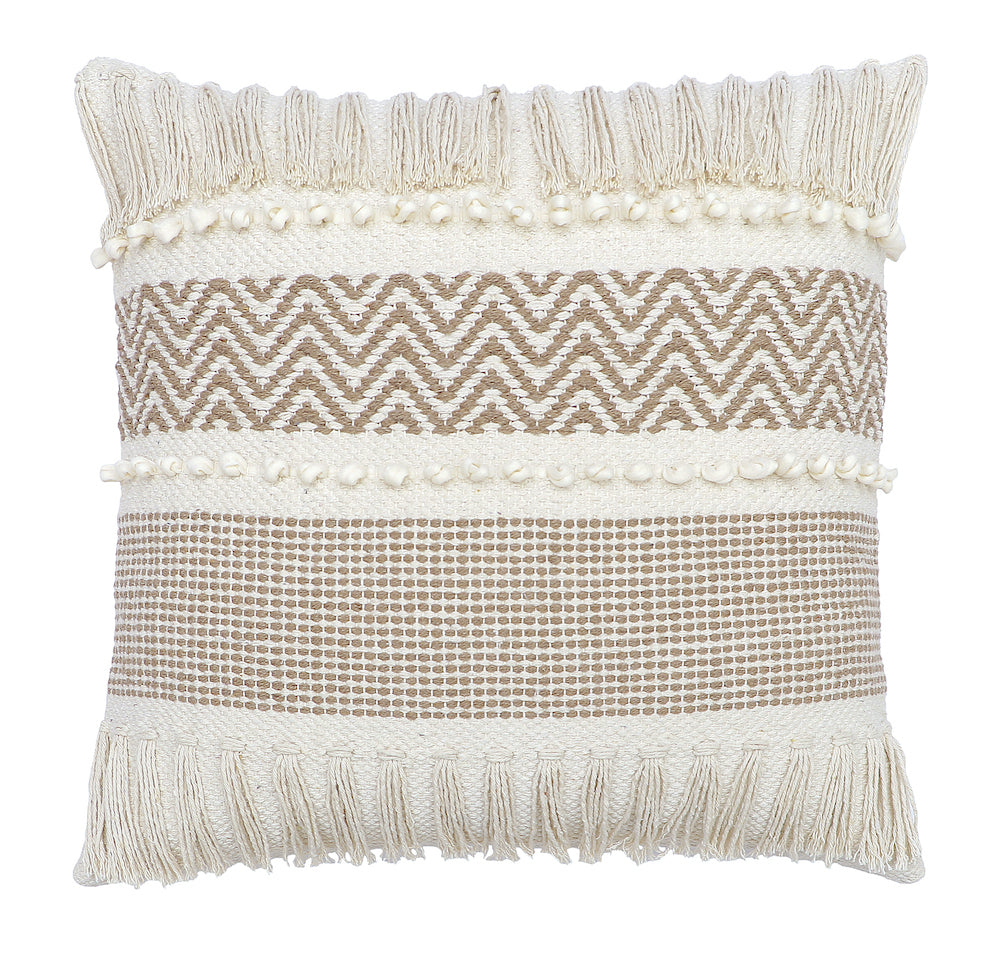 Boho Cushion Cover with Fringe and Chevron Stripes Celine