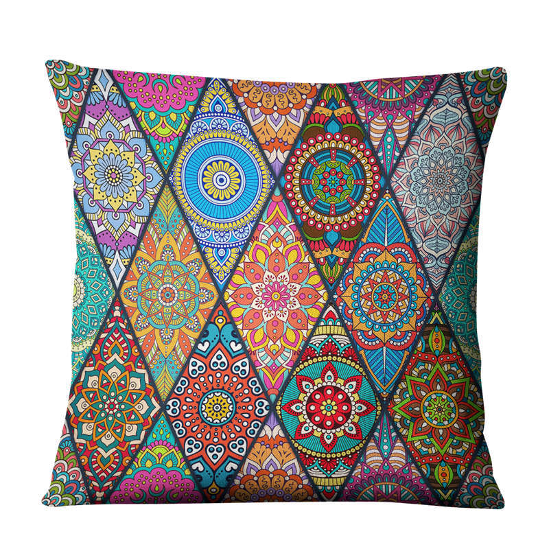Linen Bohemian Mandala Geometrical Pillow Cushion Cover