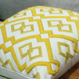 Yellow Mustard Geometrical Embroidery Cushion Cover