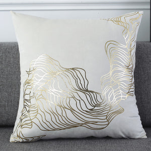 Gold Foil Printed Velvet Throw Pillow Cushion Cover