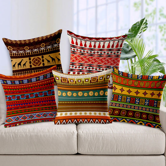 Ethnic Stripe Bohemian Linen Cotton Cushion Cover