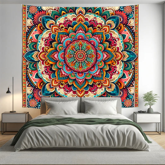 Colourful Indian Mandala Tapestry Psychedelic Wall Hanging Boho Decor - Adore India   