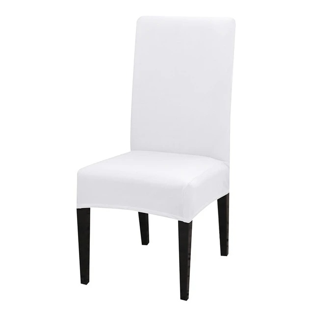 White Solid Stretchable Chair Protector Cover