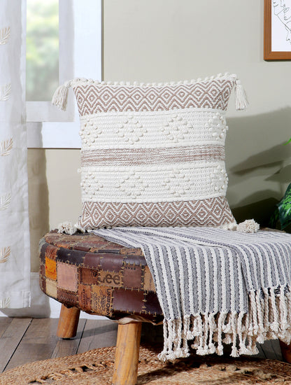 Boho Cushion Cover with Diamond Pattern and Textured Dots Ellie