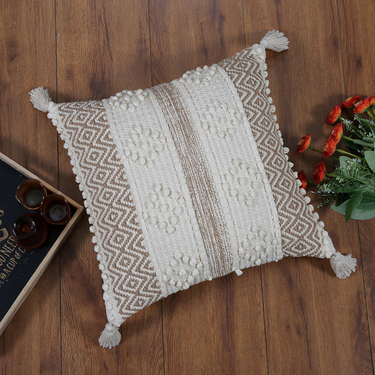 Boho Cushion Cover with Diamond Pattern and Textured Dots Ellie