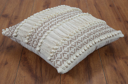 Boho Cushion Cover with Fringe and Geometric Design - Felcorn