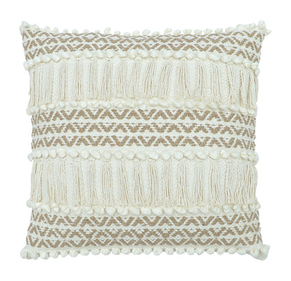 Boho Cushion Cover with Fringe and Geometric Design - Felcorn