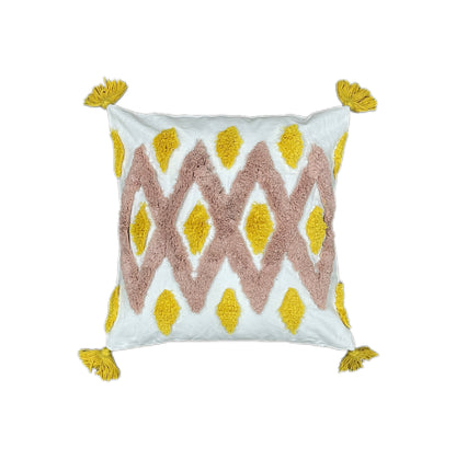 Geometrical Floral Boho Cotton Tufted Cushion Cover - Adore India   