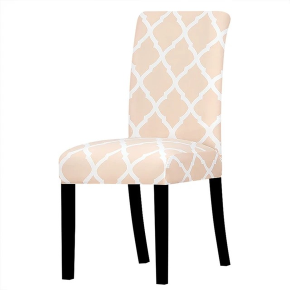 Peach Printed Stretchable Chair Protector Cover