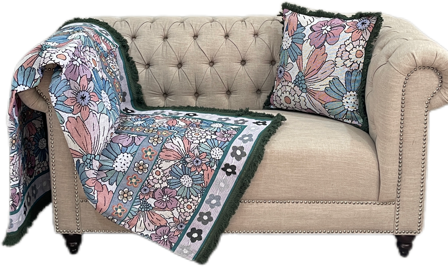 Classical Blossom Cotton Reversible Tapestry Picnic Throw - Adore India   