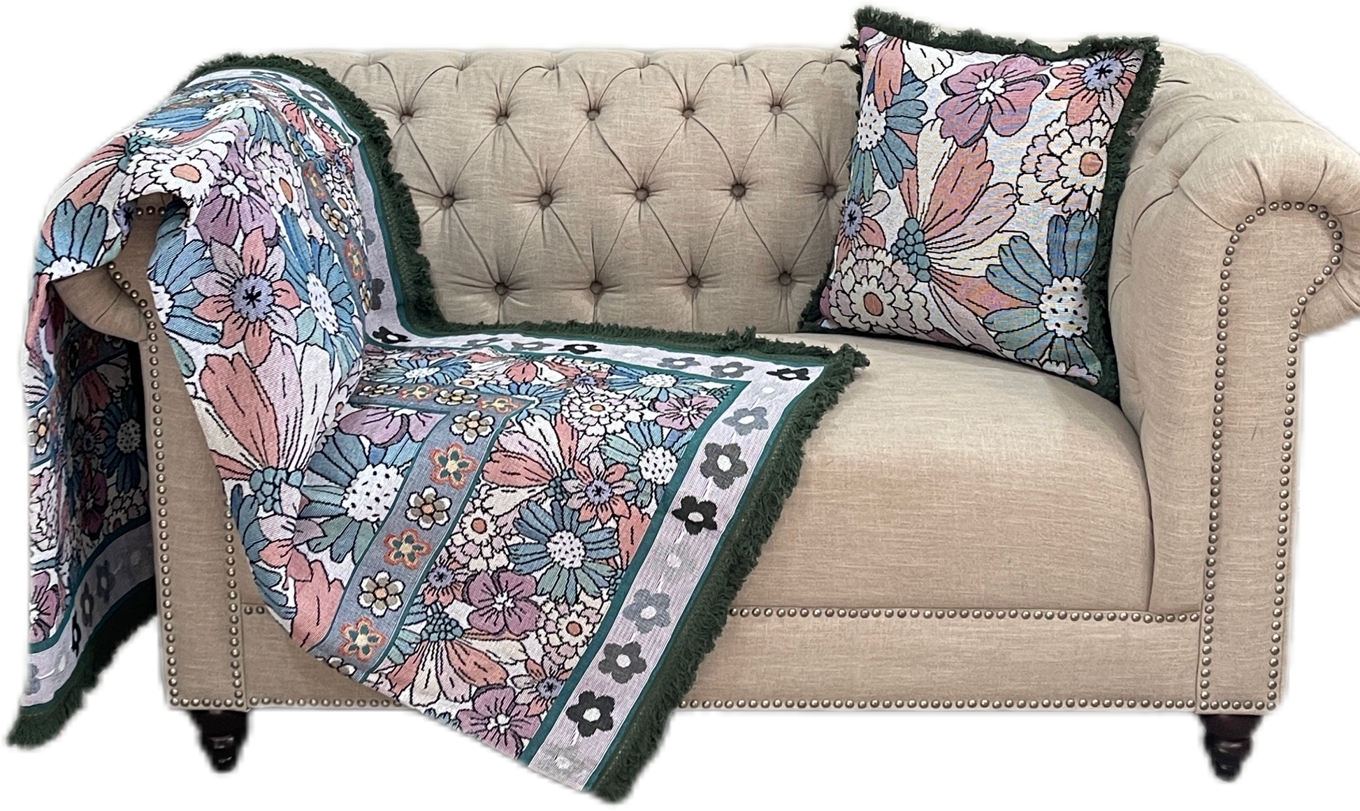 Classical Blossom Cotton Reversible Tapestry Picnic Throw - Adore India   