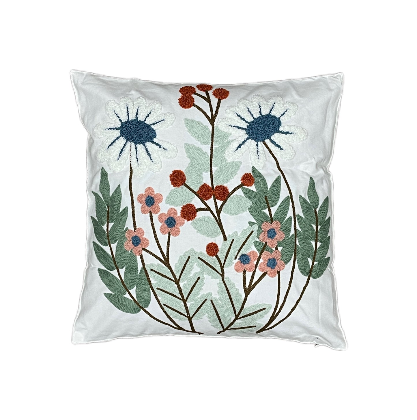 Geometrical Floral Boho Cotton Tufted Cushion Cover - Adore India   