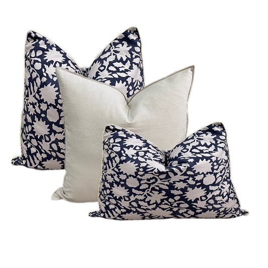 Vintage Dark Blue 3 Pcs Cushion Lumbar Pillow Set