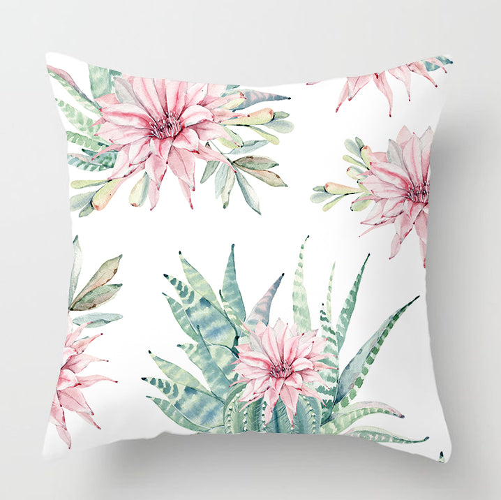 Watercolour Modern Flowers Green Cushion Cover