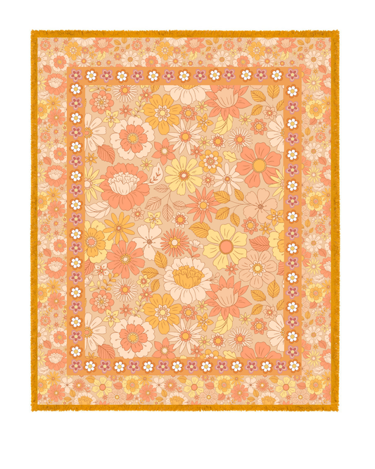 Shoreline Floral Bohemian Picnic Rug Blanket Tapestry