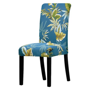 Teal Floral Printed Stretchable Chair Protector Cover