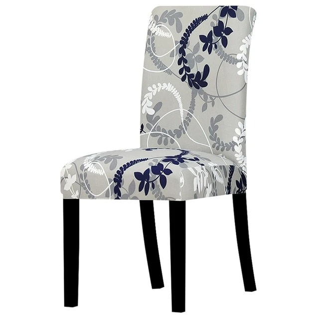 Beige Black Floral Printed Stretchable Chair Protector Cover - Adore India   