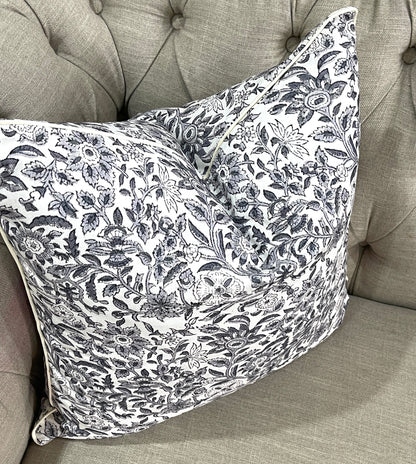 Luxurious Vintage Grey Floral 3 Pcs Cushion Lumbar Pillow Set