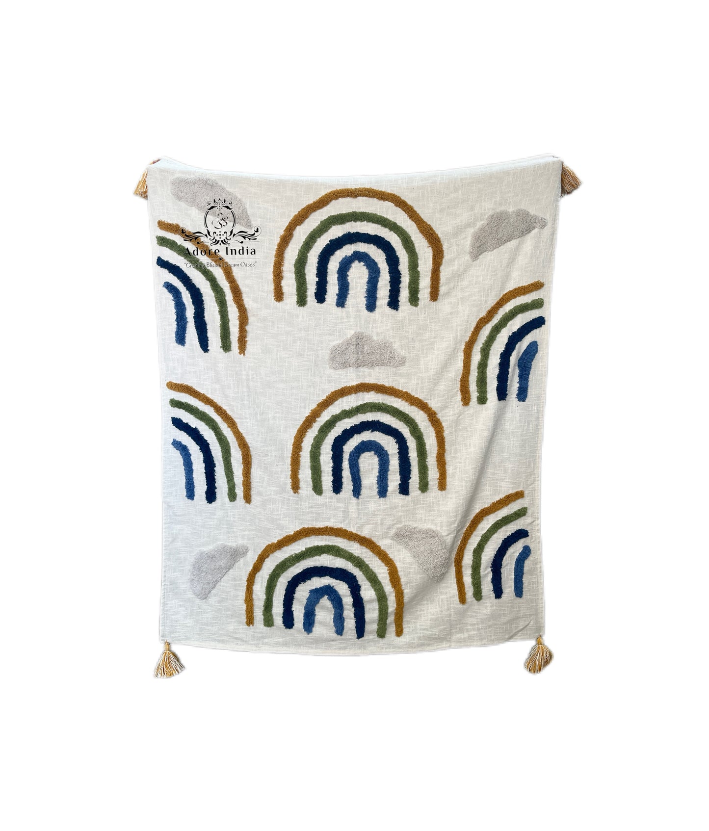 Bohemian Rainbow Cotton Bedding Throw Blanket - Adore India   