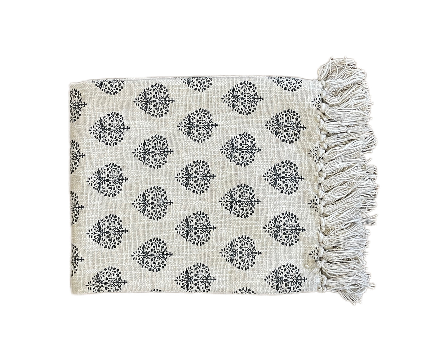 Bohemian Heart Hand Block Printed Cotton Bedding Throw Blanket - Adore India   