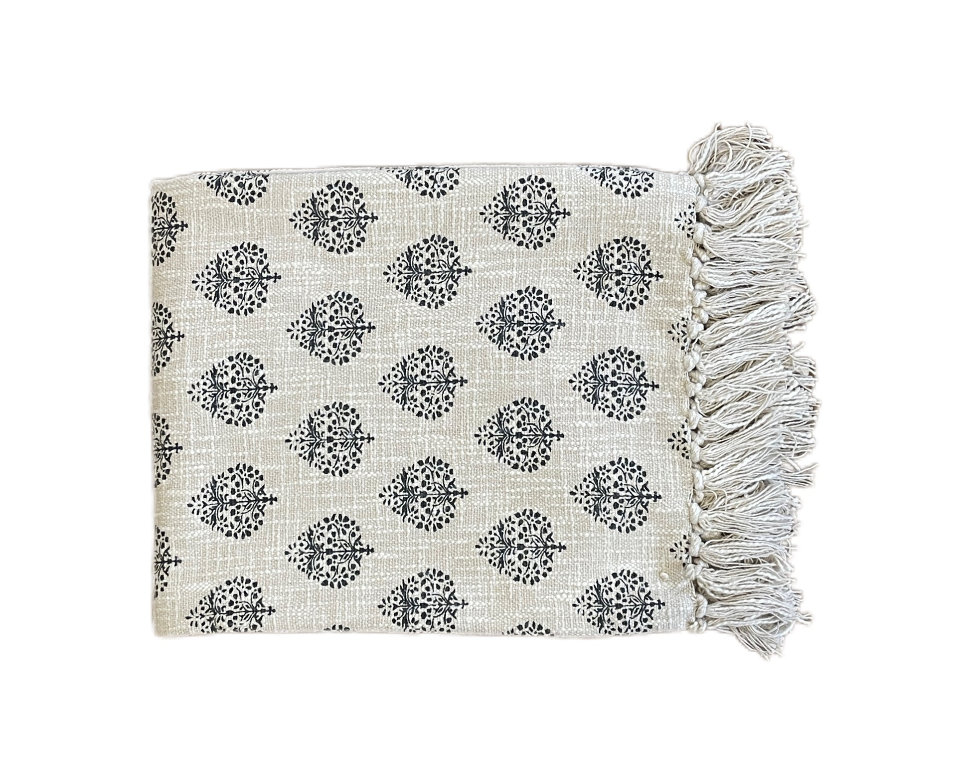 Bohemian Heart Hand Block Printed Cotton Bedding Throw Blanket - Adore India   