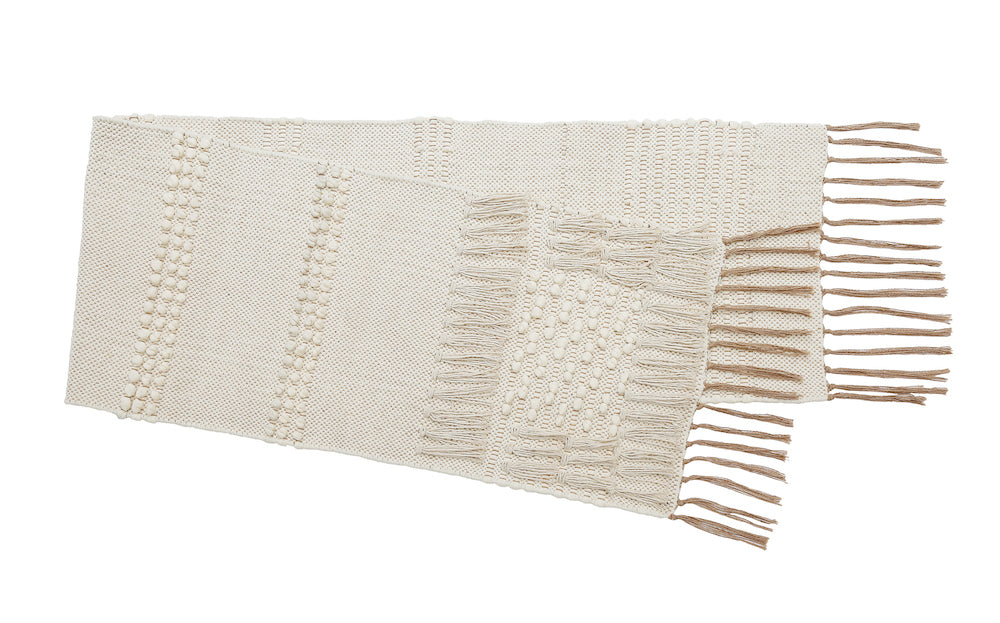 Celeste Cotton Boho Table Runner  Neutral Color for Modern & Rustic Decor