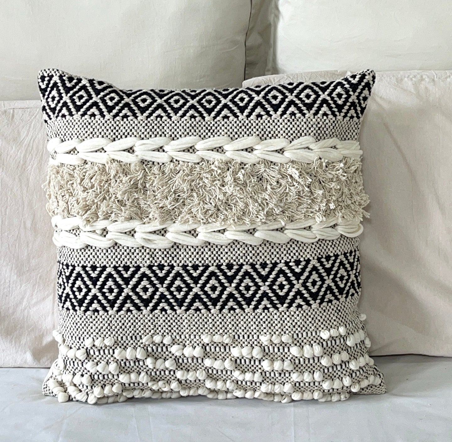 Boho Cotton Tufted Handmade Cushion Covers- 45cm