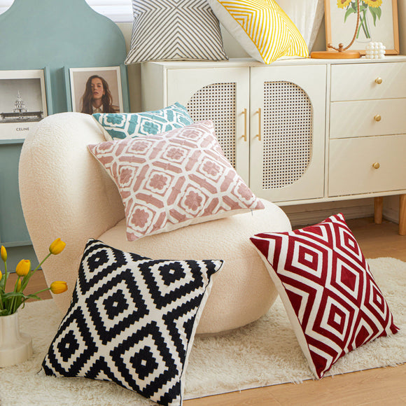 Embroidery Modern Geometrical Living Room Sofa Cushion Cover