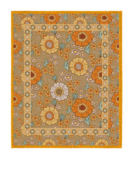 Timeless Petals Bohemian Picnic Rug Blanket Tapestry