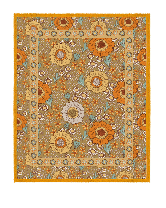 Timeless Petals Bohemian Picnic Rug Blanket Tapestry