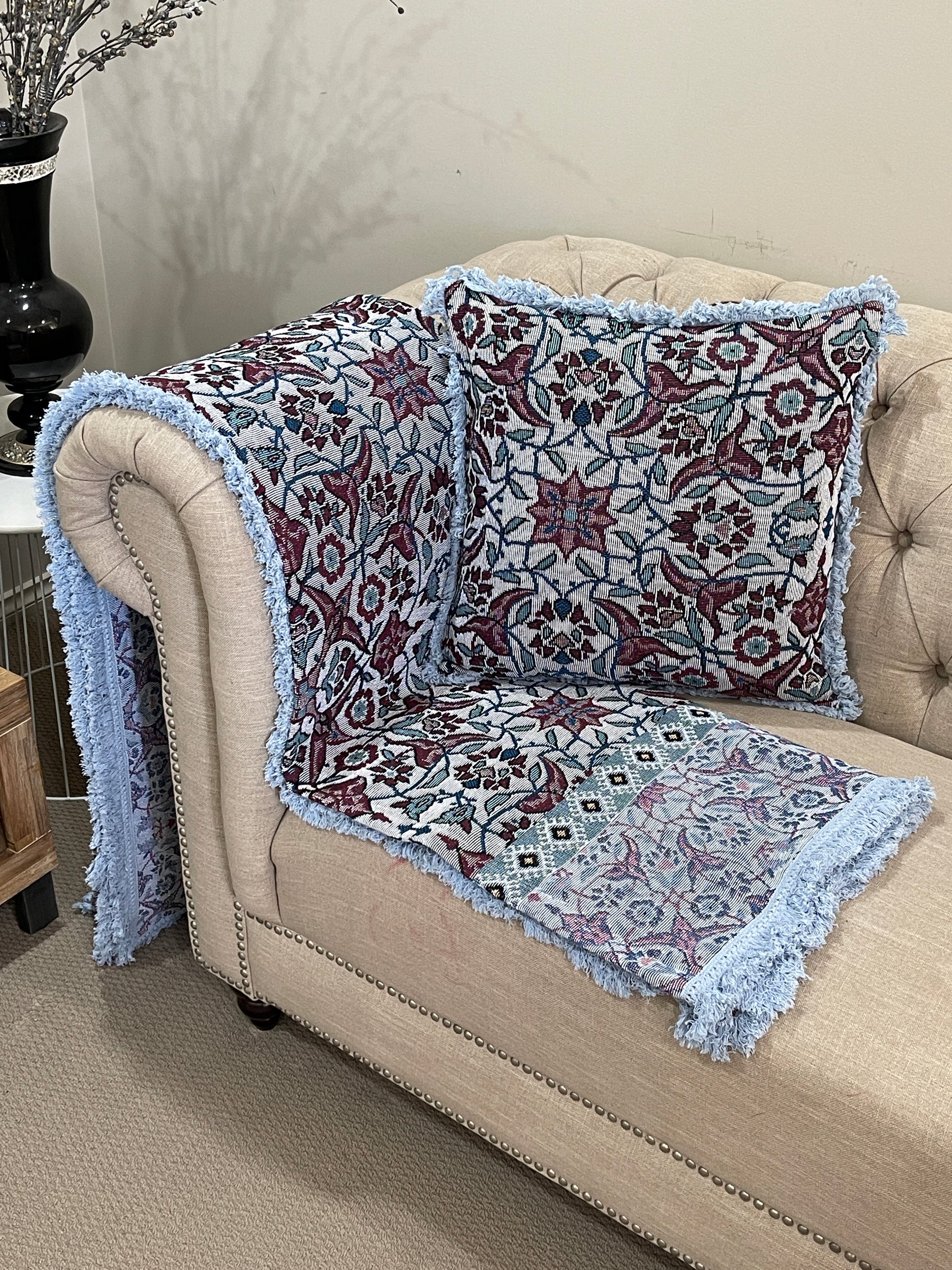 Heritage Garden Cotton Reversible Tapestry Picnic Throw - Adore India   