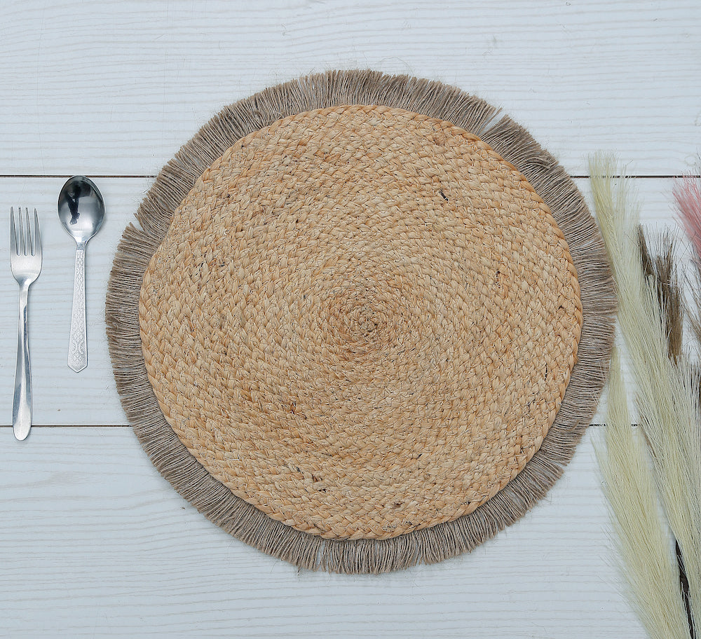 Liana Handcrafted Natural Jute Placemats - Elegant Dinner Table Style