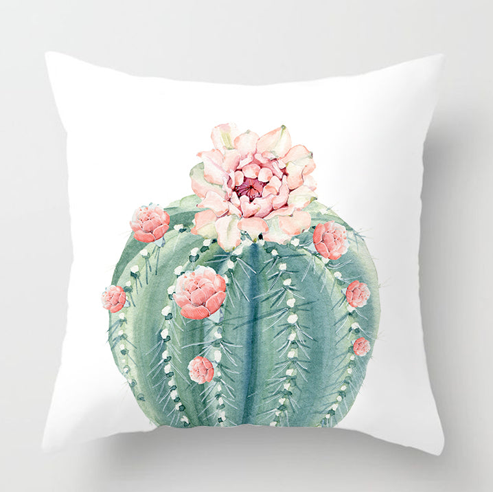 Watercolour Modern Flowers Green Cushion Cover