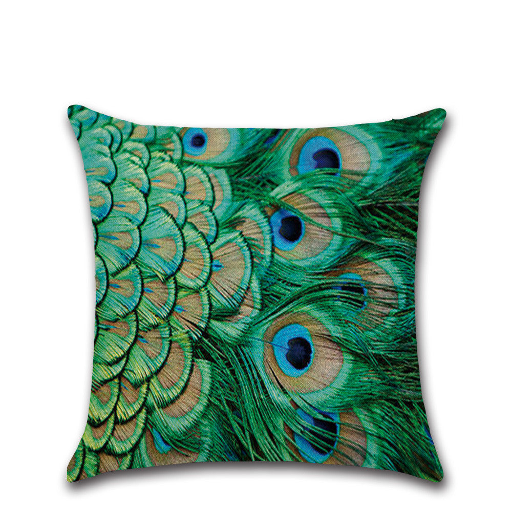 Peacock Printed Throw Pillow Case Cushion Cover