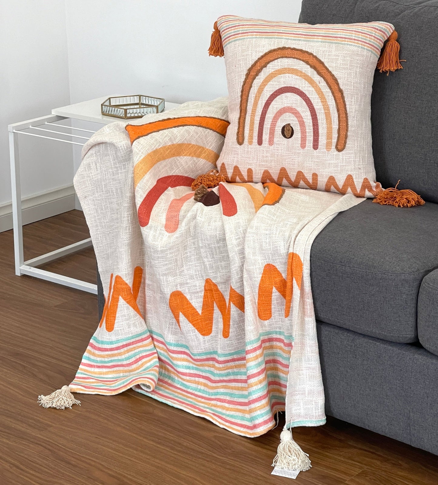 Bohemian Printed Embroidered Cotton Bedding Couch Throws