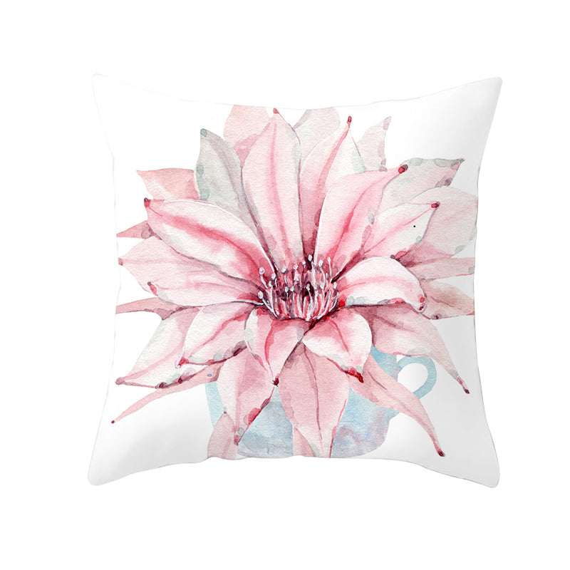 Watercolour Modern Flowers Green Cushion Cover