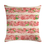 Pink Retro Floral Cushion Cover Cotton Linen Pillowcase