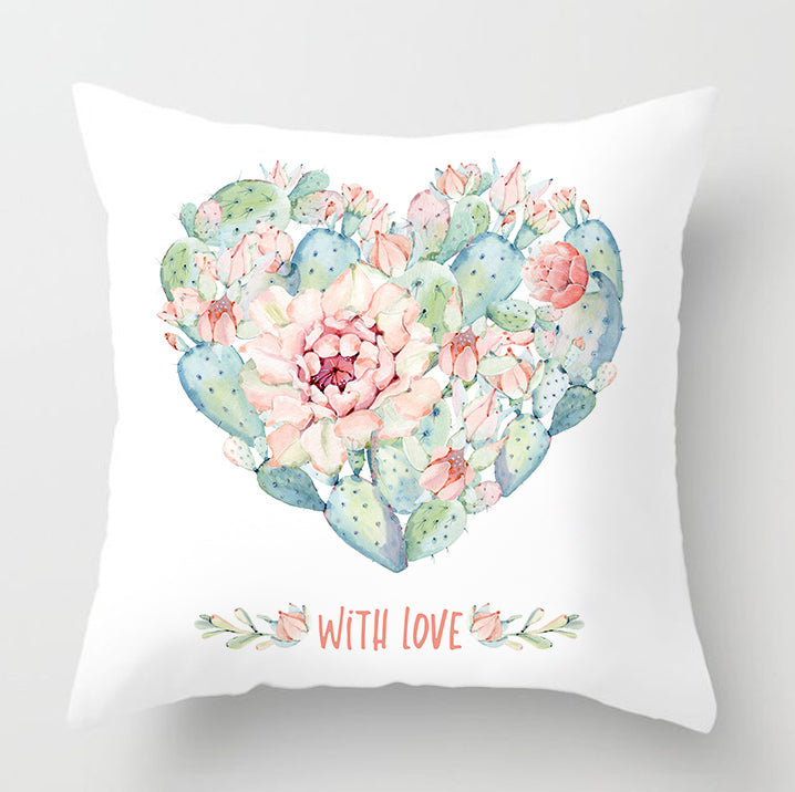 Watercolour Modern Flowers Green Cushion Cover