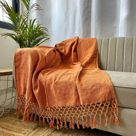 Bohemian Rust Cotton Bedding Throw Blanket